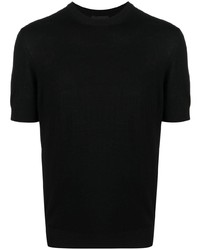 T-shirt girocollo lavorata a maglia nera di Emporio Armani