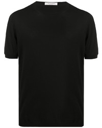 T-shirt girocollo lavorata a maglia nera di Fileria