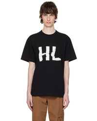 T-shirt girocollo lavorata a maglia nera di Helmut Lang