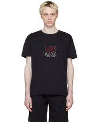 T-shirt girocollo lavorata a maglia nera di Hugo