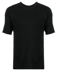 T-shirt girocollo lavorata a maglia nera di Isaac Sellam Experience
