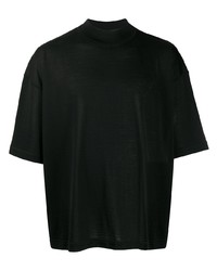 T-shirt girocollo lavorata a maglia nera di Jil Sander