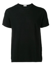 T-shirt girocollo lavorata a maglia nera di John Smedley