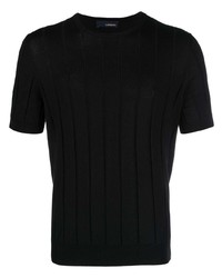 T-shirt girocollo lavorata a maglia nera di Lardini