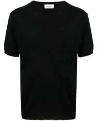 T-shirt girocollo lavorata a maglia nera di Low Brand