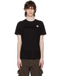 T-shirt girocollo lavorata a maglia nera di Moncler