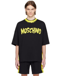 T-shirt girocollo lavorata a maglia nera di Moschino