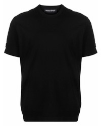 T-shirt girocollo lavorata a maglia nera di Neil Barrett