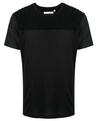 T-shirt girocollo lavorata a maglia nera di Private Stock