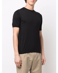 T-shirt girocollo lavorata a maglia nera di Giorgio Armani