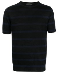 T-shirt girocollo lavorata a maglia nera di Roberto Collina