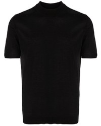 T-shirt girocollo lavorata a maglia nera di Roberto Collina