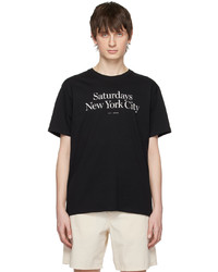T-shirt girocollo lavorata a maglia nera di Saturdays Nyc