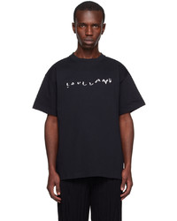 T-shirt girocollo lavorata a maglia nera di Soulland