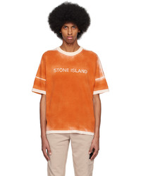 T-shirt girocollo lavorata a maglia nera di Stone Island