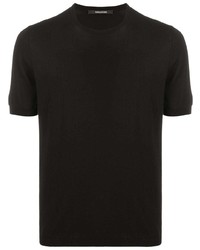 T-shirt girocollo lavorata a maglia nera di Tagliatore