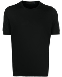 T-shirt girocollo lavorata a maglia nera di Tagliatore
