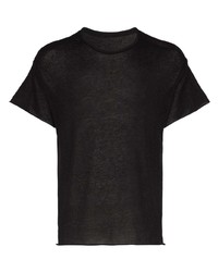 T-shirt girocollo lavorata a maglia nera di The Elder Statesman