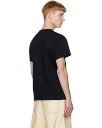 T-shirt girocollo lavorata a maglia nera di Jil Sander