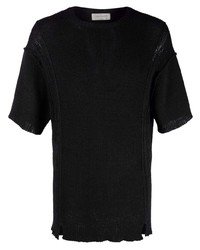 T-shirt girocollo lavorata a maglia nera di Yohji Yamamoto