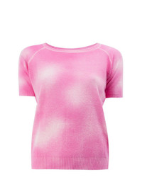 T-shirt girocollo lavorata a maglia rosa di Avant Toi