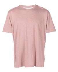 T-shirt girocollo lavorata a maglia rosa di Brunello Cucinelli