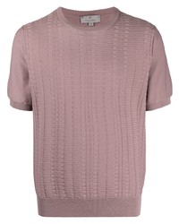 T-shirt girocollo lavorata a maglia rosa di Canali