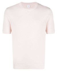 T-shirt girocollo lavorata a maglia rosa di Eleventy