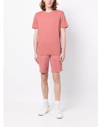 T-shirt girocollo lavorata a maglia rosa di BOSS