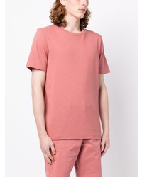 T-shirt girocollo lavorata a maglia rosa di BOSS