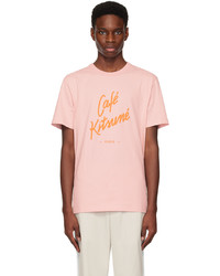 T-shirt girocollo lavorata a maglia rosa di MAISON KITSUNÉ