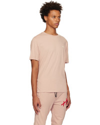 T-shirt girocollo lavorata a maglia rosa di Hugo