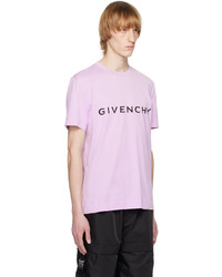 T-shirt girocollo lavorata a maglia rosa di Givenchy