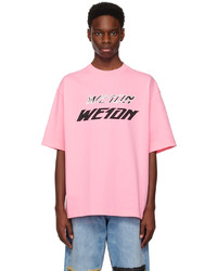 T-shirt girocollo lavorata a maglia rosa di We11done
