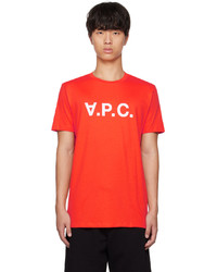 T-shirt girocollo lavorata a maglia rossa di A.P.C.