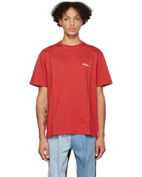 T-shirt girocollo lavorata a maglia rossa di Ader Error