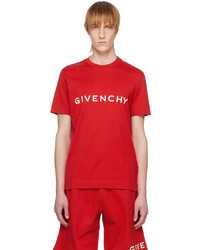 T-shirt girocollo lavorata a maglia rossa di Givenchy