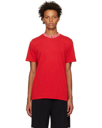 T-shirt girocollo lavorata a maglia rossa di Moncler