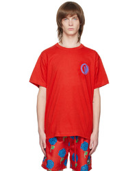 T-shirt girocollo lavorata a maglia rossa di VERSACE JEANS COUTURE