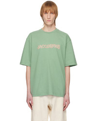 T-shirt girocollo lavorata a maglia verde menta di Jacquemus