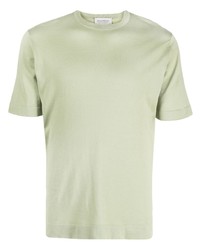 T-shirt girocollo lavorata a maglia verde menta di John Smedley