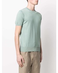 T-shirt girocollo lavorata a maglia verde menta di Canali