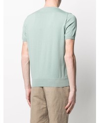 T-shirt girocollo lavorata a maglia verde menta di Canali