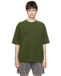T-shirt girocollo lavorata a maglia verde oliva di Acne Studios
