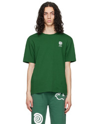 T-shirt girocollo lavorata a maglia verde oliva di Carne Bollente