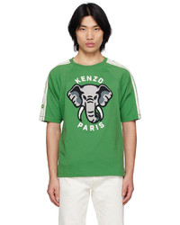 T-shirt girocollo lavorata a maglia verde oliva di Kenzo