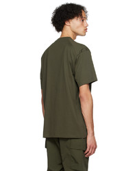 T-shirt girocollo lavorata a maglia verde oliva di Y-3