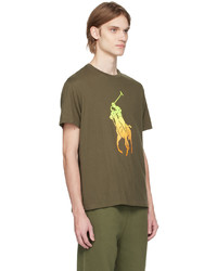 T-shirt girocollo lavorata a maglia verde oliva di Polo Ralph Lauren