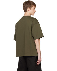 T-shirt girocollo lavorata a maglia verde oliva di Bottega Veneta