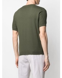 T-shirt girocollo lavorata a maglia verde oliva di Manuel Ritz